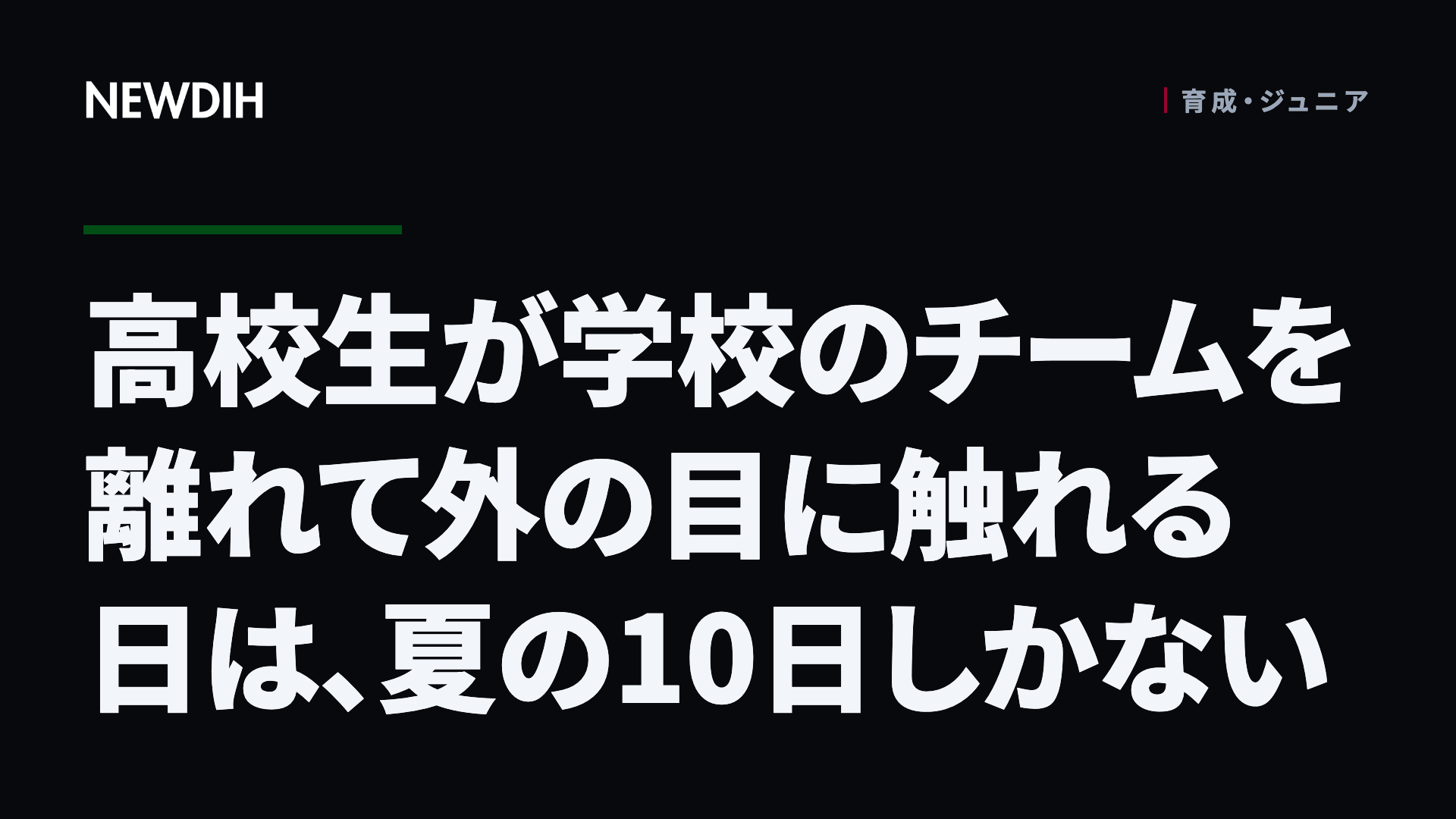 高校生が学校のチームを離れて外の目に触れる日は、夏の10日しかない