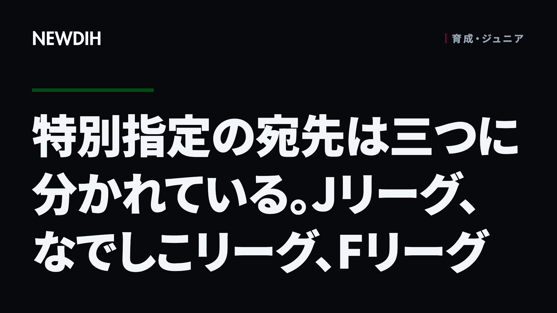 特別指定の宛先は三つに分かれている。Jリーグ、なでしこリーグ、Fリーグ