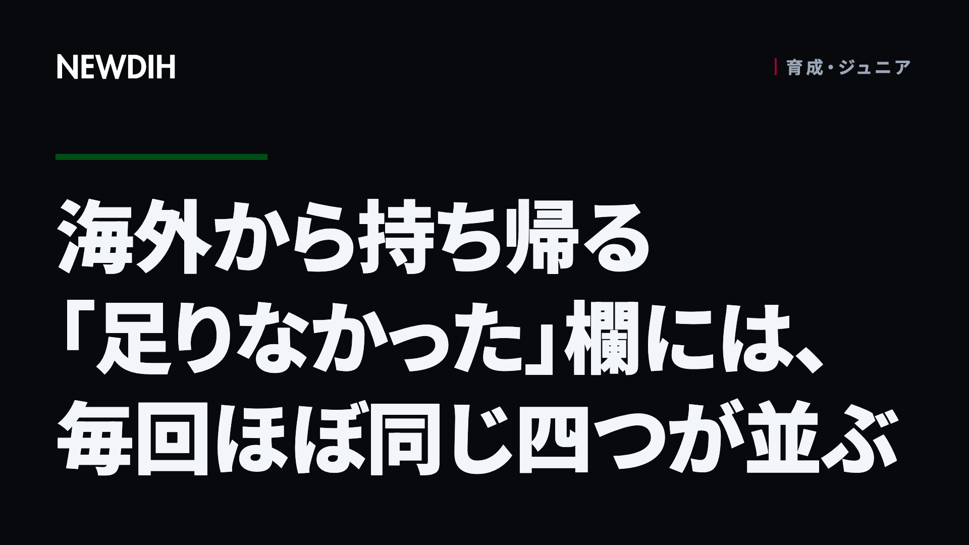 海外から持ち帰る「足りなかった」欄には、毎回ほぼ同じ四つが並ぶ